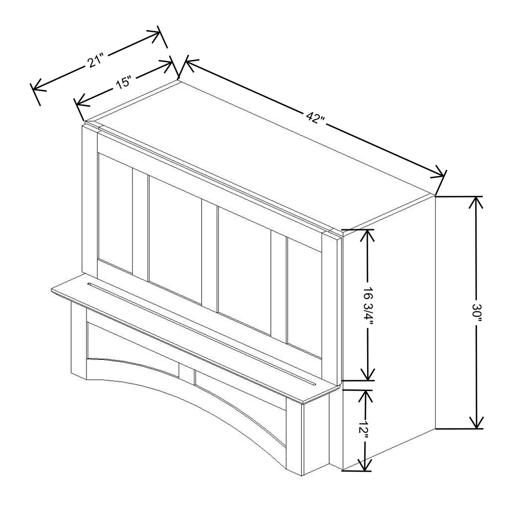 Fabuwood Allure Fusion Oyster  42"WX30"H Arched Hood With Full Interior Stainless Steel Hood Liner